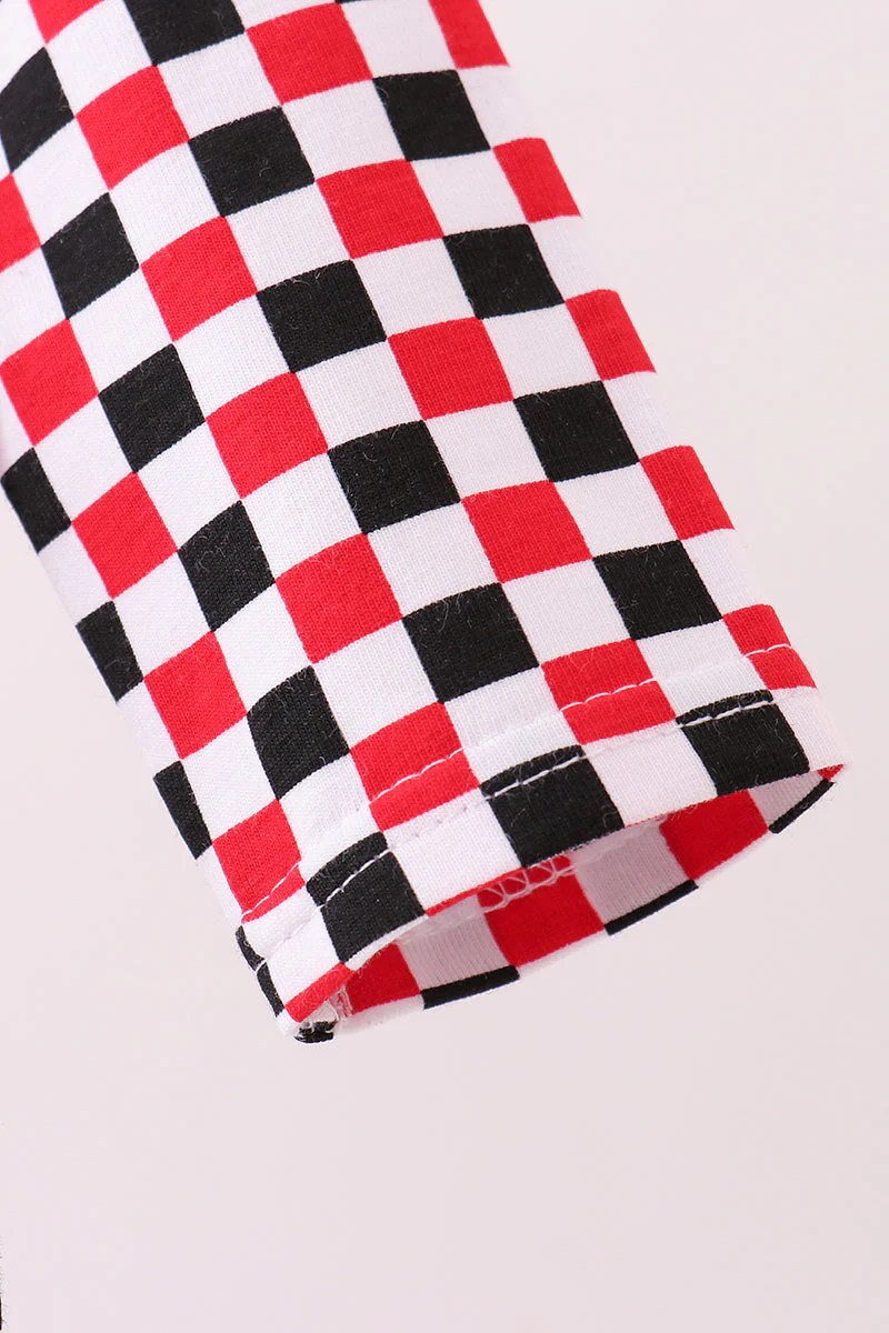 Checkered Georgia dog applique ruffle bubble - Image 4