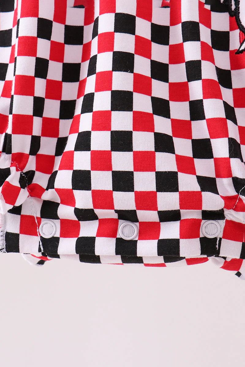 Checkered Georgia dog applique ruffle bubble - Image 5