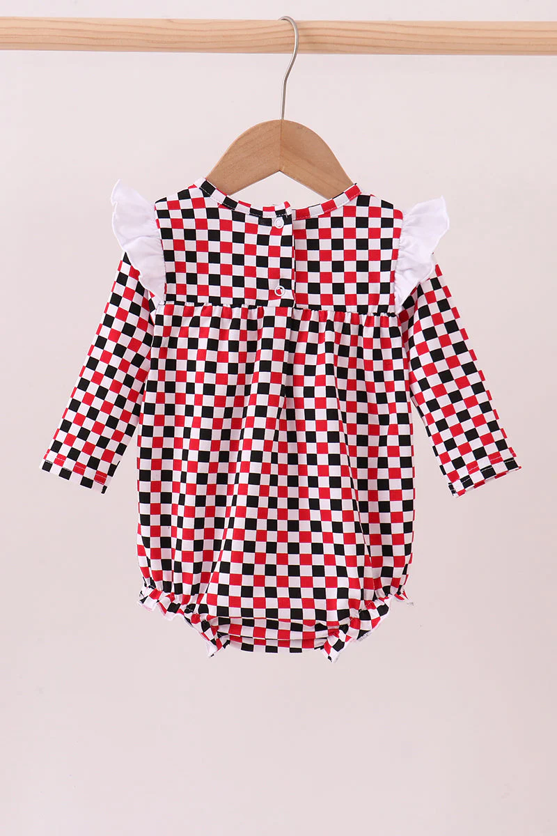 Checkered Georgia dog applique ruffle bubble - Image 6