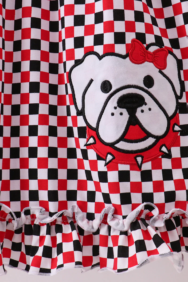 Checkered Georgia dog applique ruffle dress - Image 3