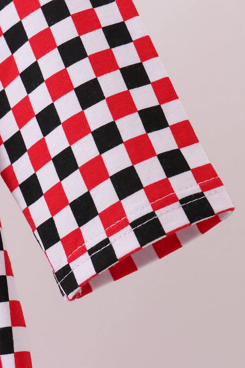 Checkered Georgia dog applique ruffle dress - Image 4