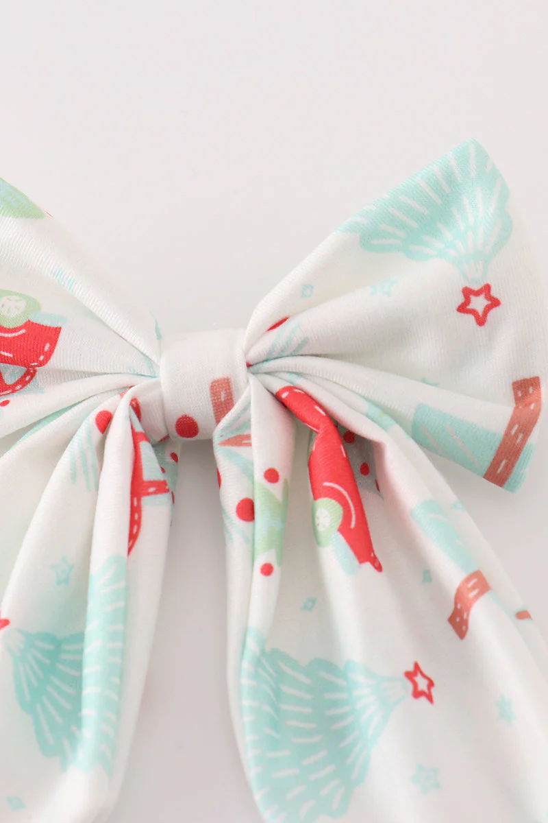 Christmas tree car print hair sailor bow - Image 2