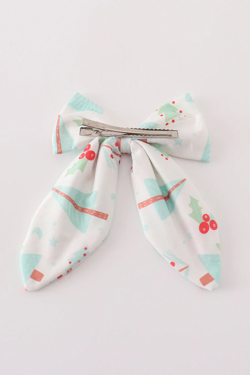Christmas tree car print hair sailor bow - Image 4