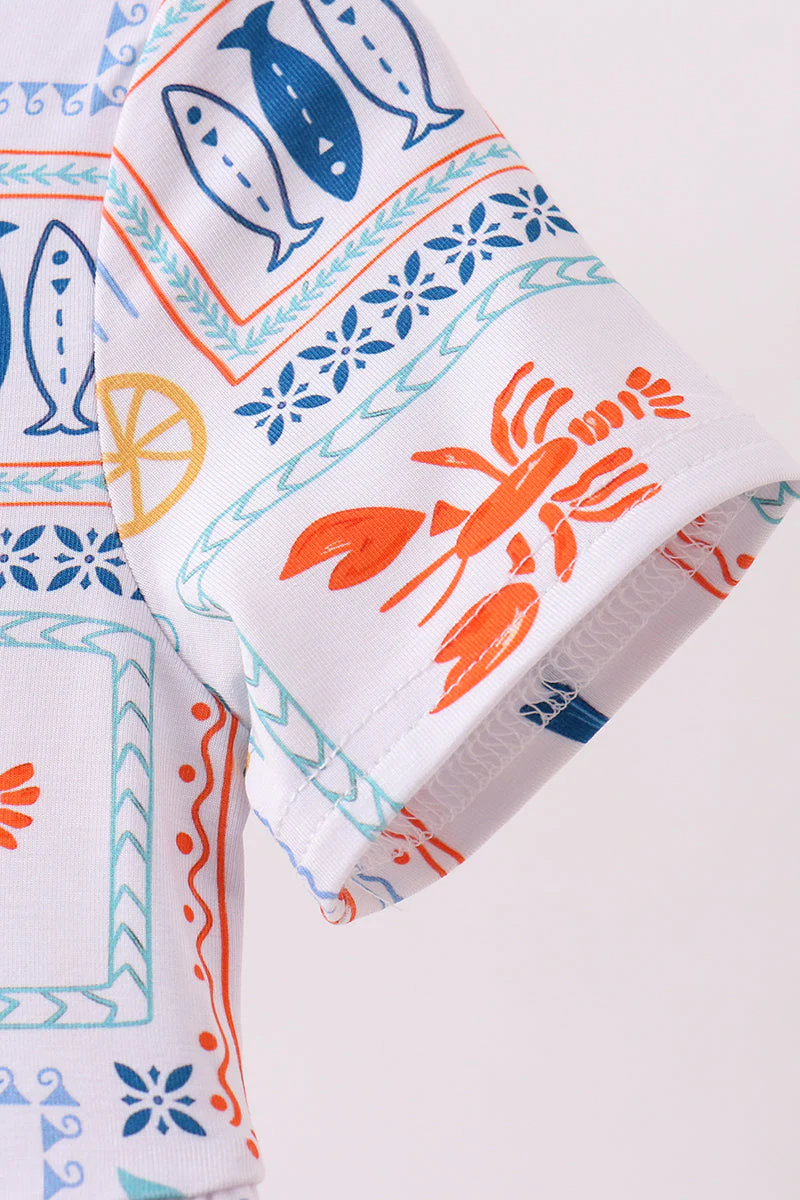Coconut trees lobsters print bamboo jumpsuit - Image 3