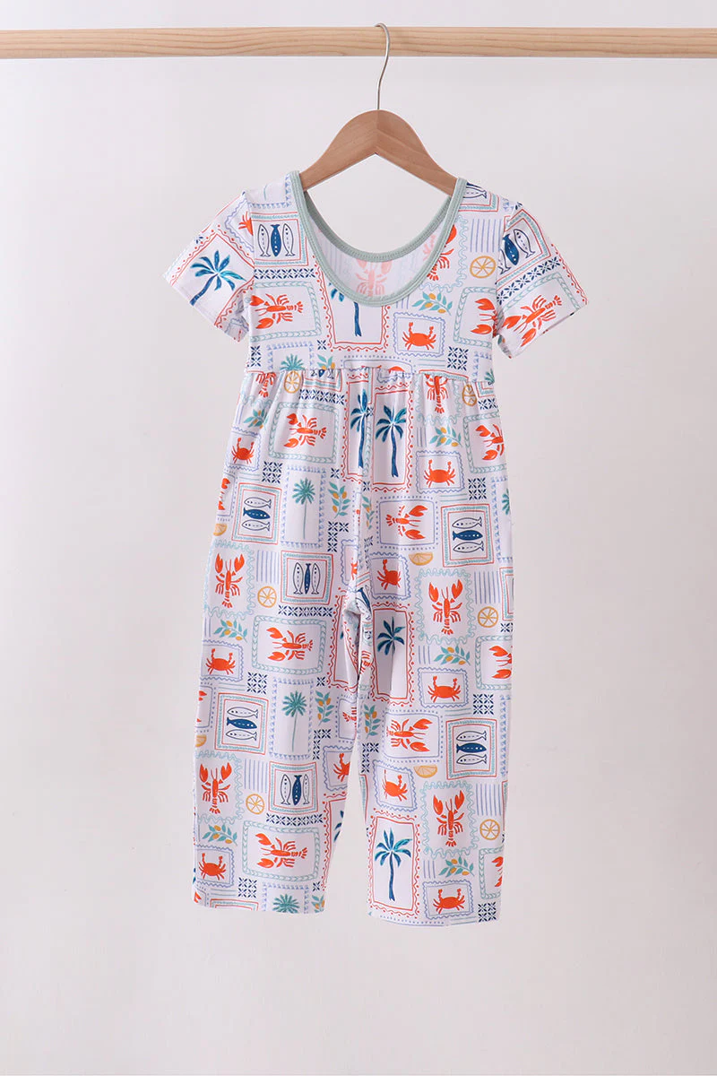 Coconut trees lobsters print bamboo jumpsuit - Image 5