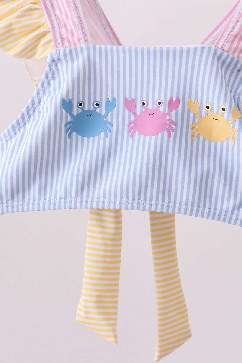 Colorblock crab embroidery ruffle 2pc swimsuit - Image 3