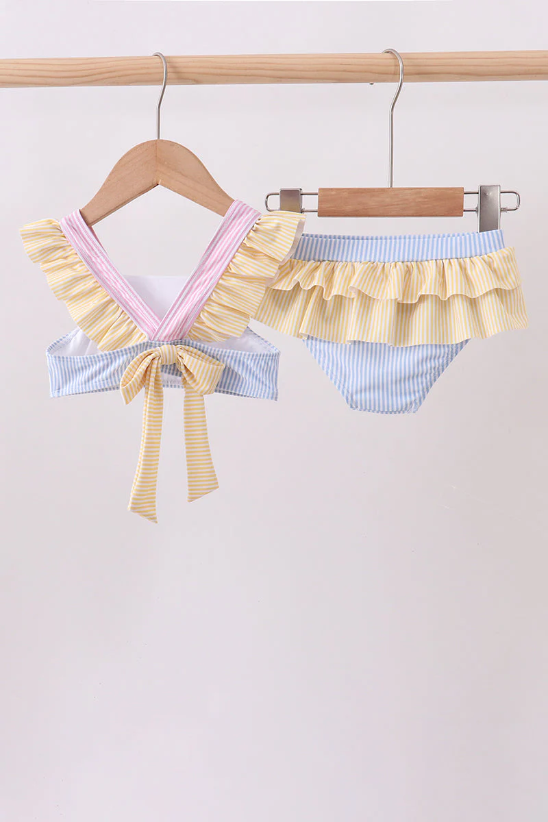 Colorblock crab embroidery ruffle 2pc swimsuit - Image 5