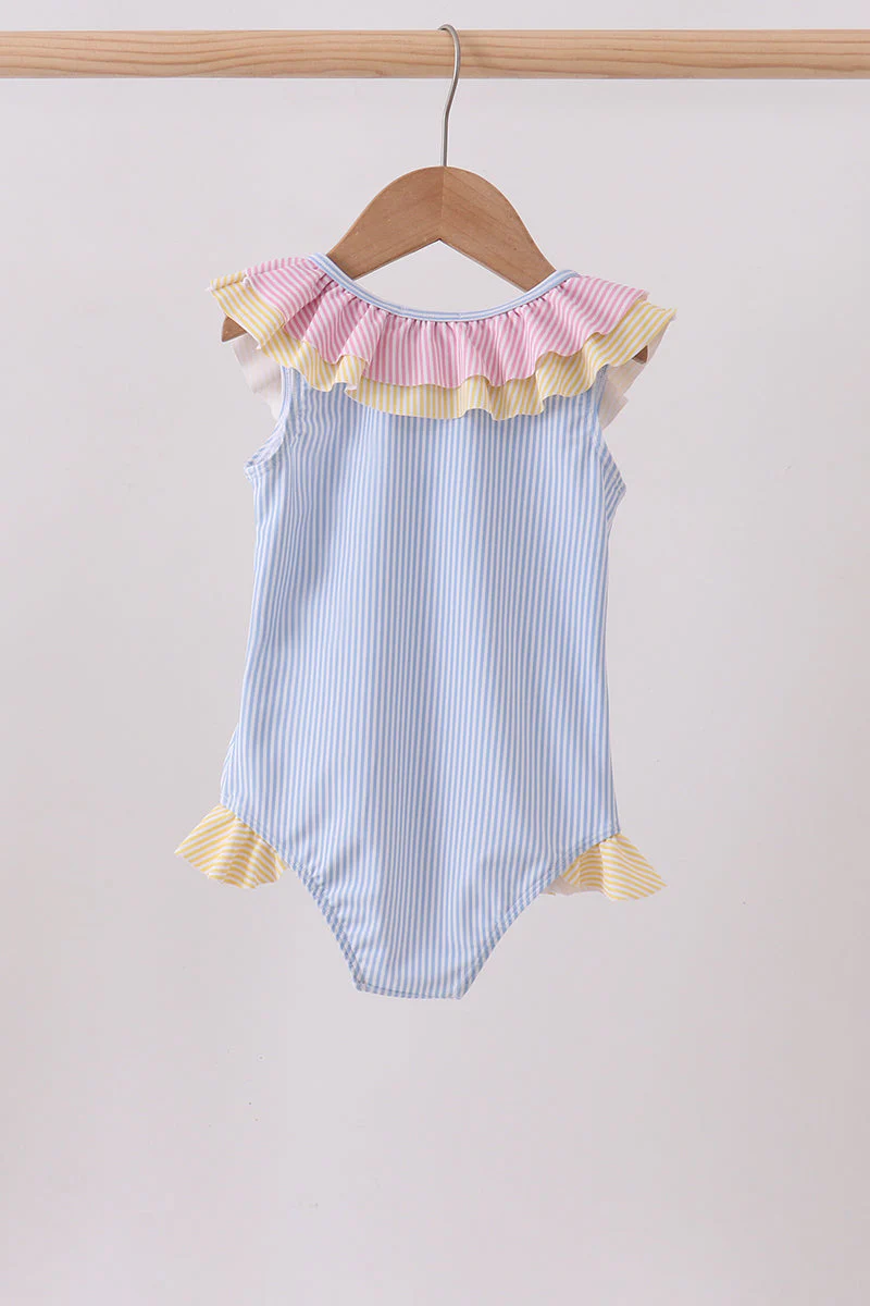 Colorblock crab embroidery ruffle swimsuit - Image 5