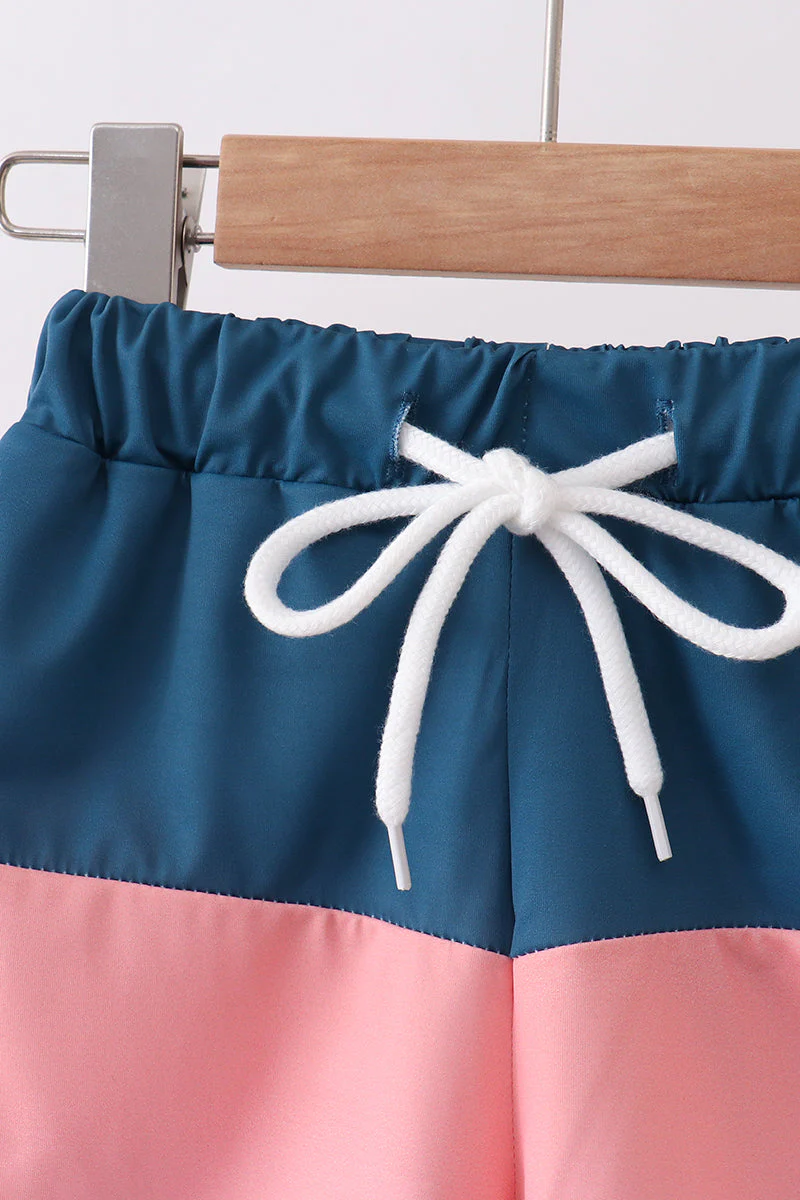 Colorblock fish embroidery swim trunks - Image 2
