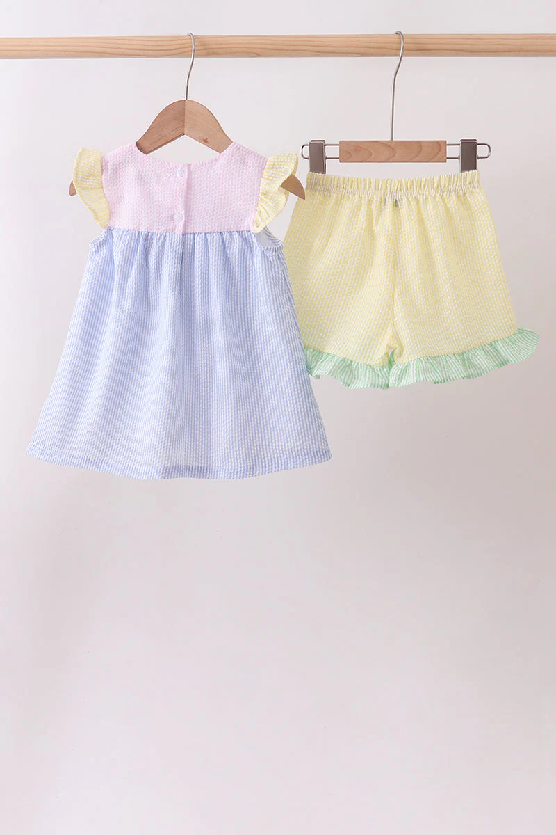Colorblock ruffle shorts set - Image 4