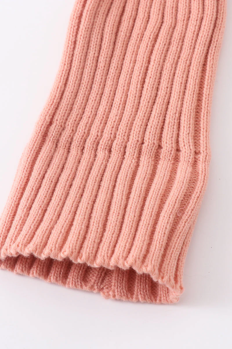 Coral Pink knit pom pom beanie hat baby toddler adult - Image 6