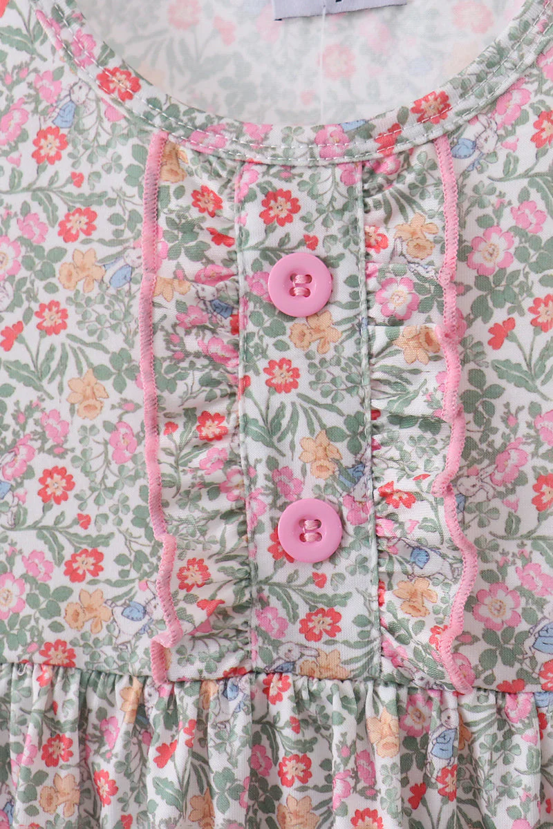 Floral bunny applique ruffle dress - Image 2