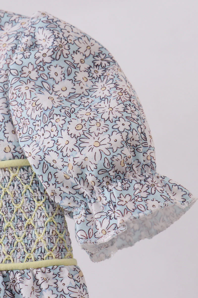 Floral bunny smocked bubble - Image 3