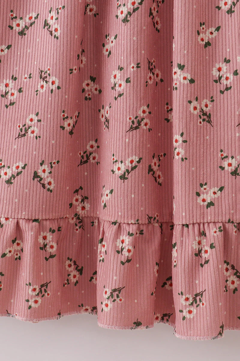 Floral corduroy lace ruffle mom dress - Image 4