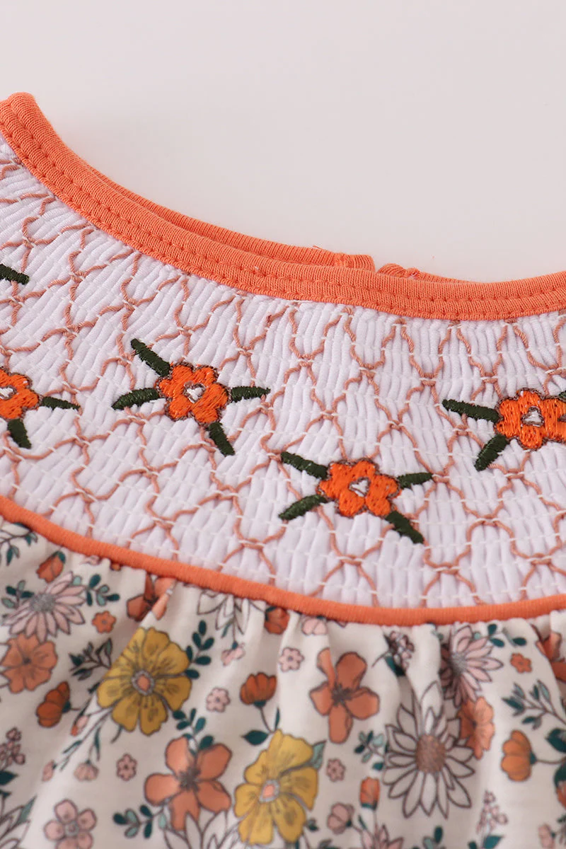 Floral embroidery smocked bloomer set - Image 4