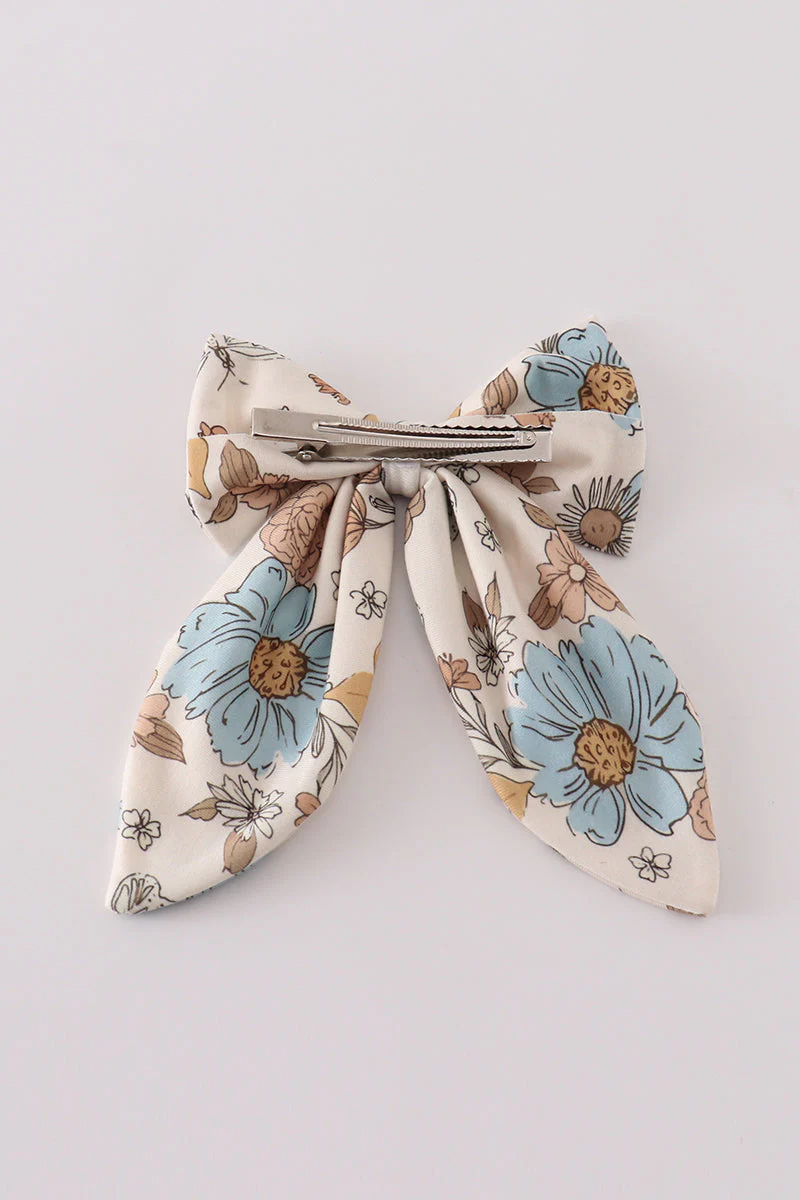 Floral print 1pc hair bow - Image 3