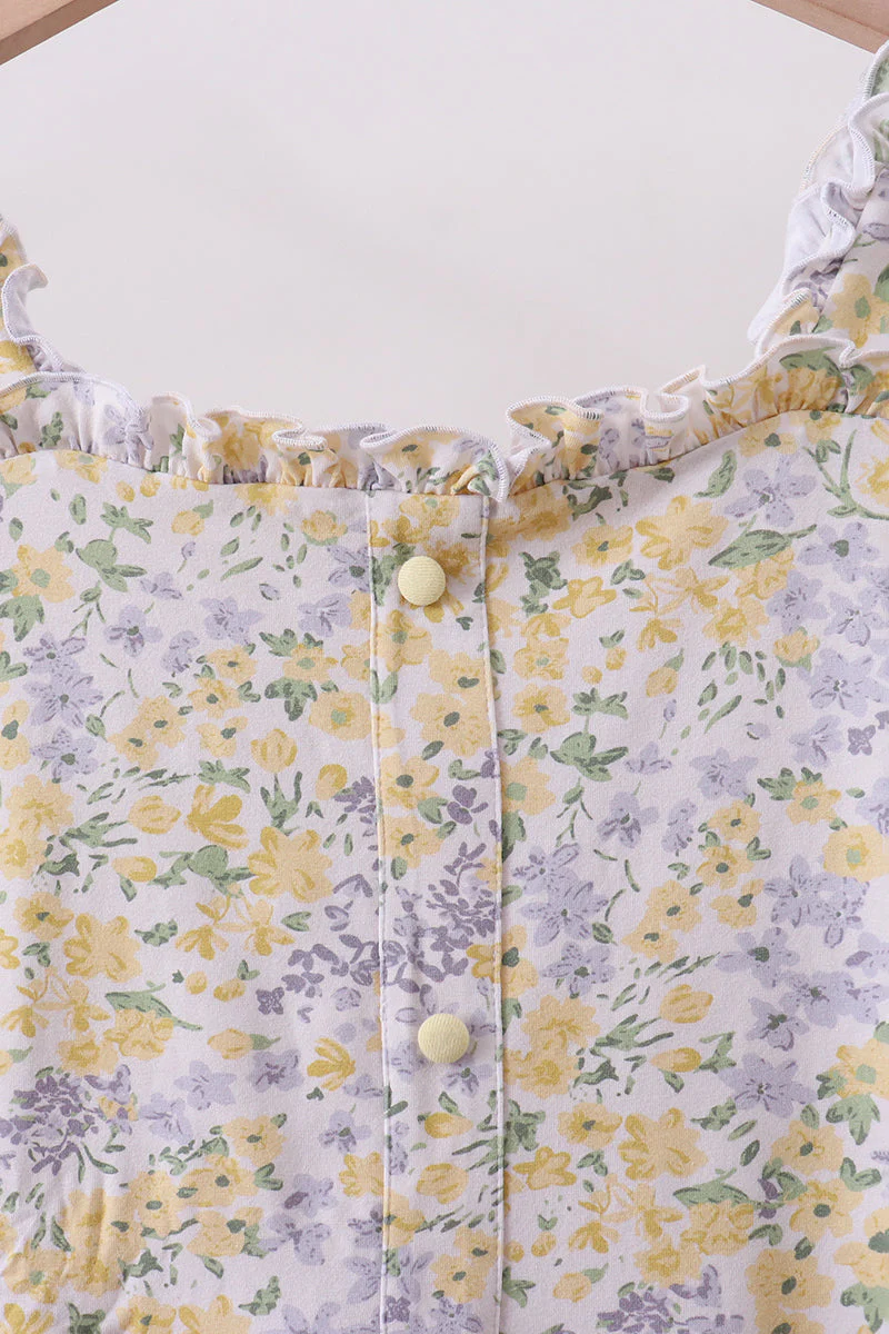 Floral print puff sleeve tiered dress - Image 2