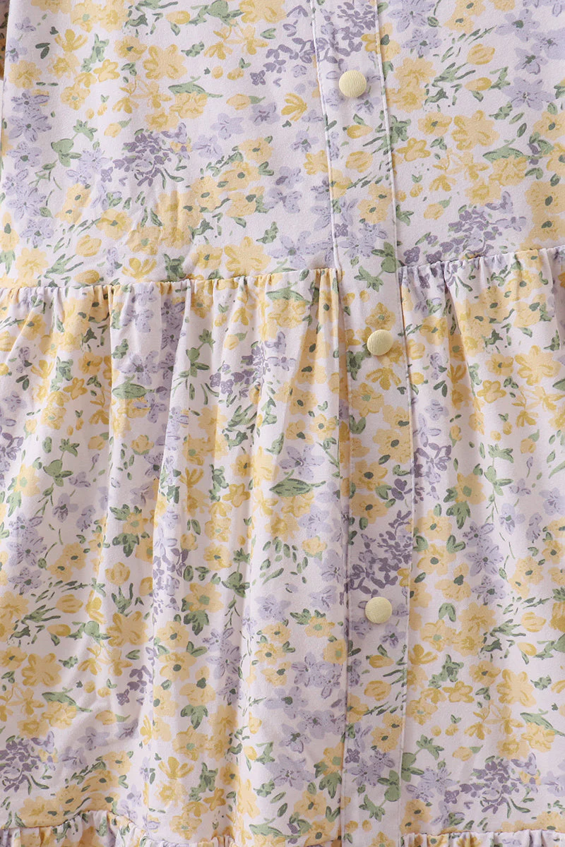 Floral print puff sleeve tiered dress - Image 3