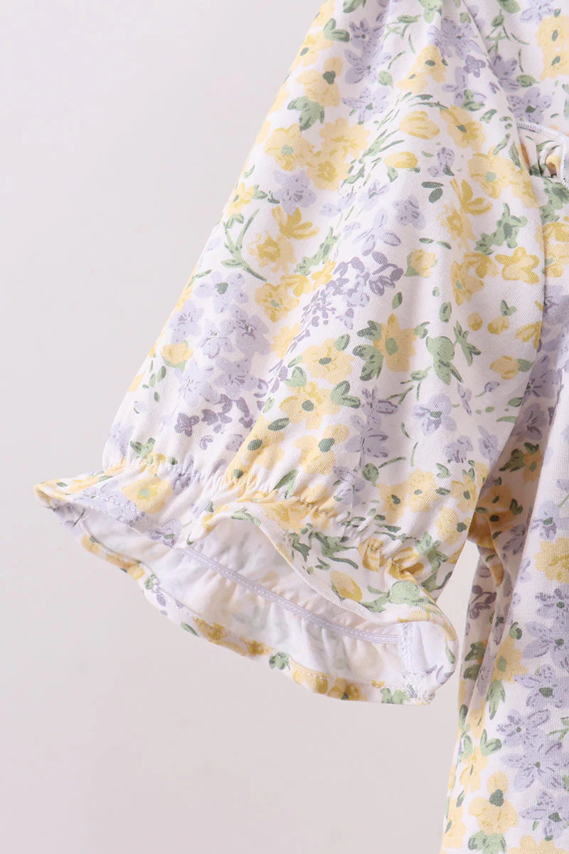 Floral print puff sleeve tiered dress - Image 4