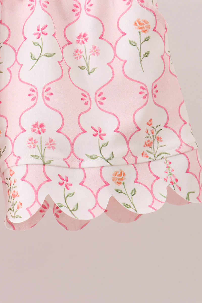 Floral Silky Scalloped Short Set - Image 3