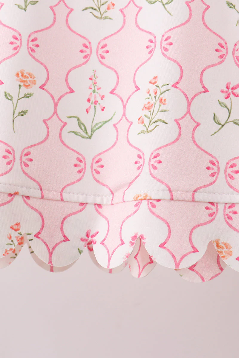 Floral Silky Scalloped Short Set - Image 4