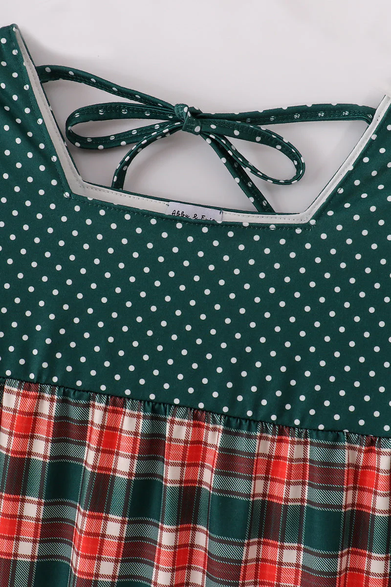 Forest merry christmas plaid mom&me dress - Image 4