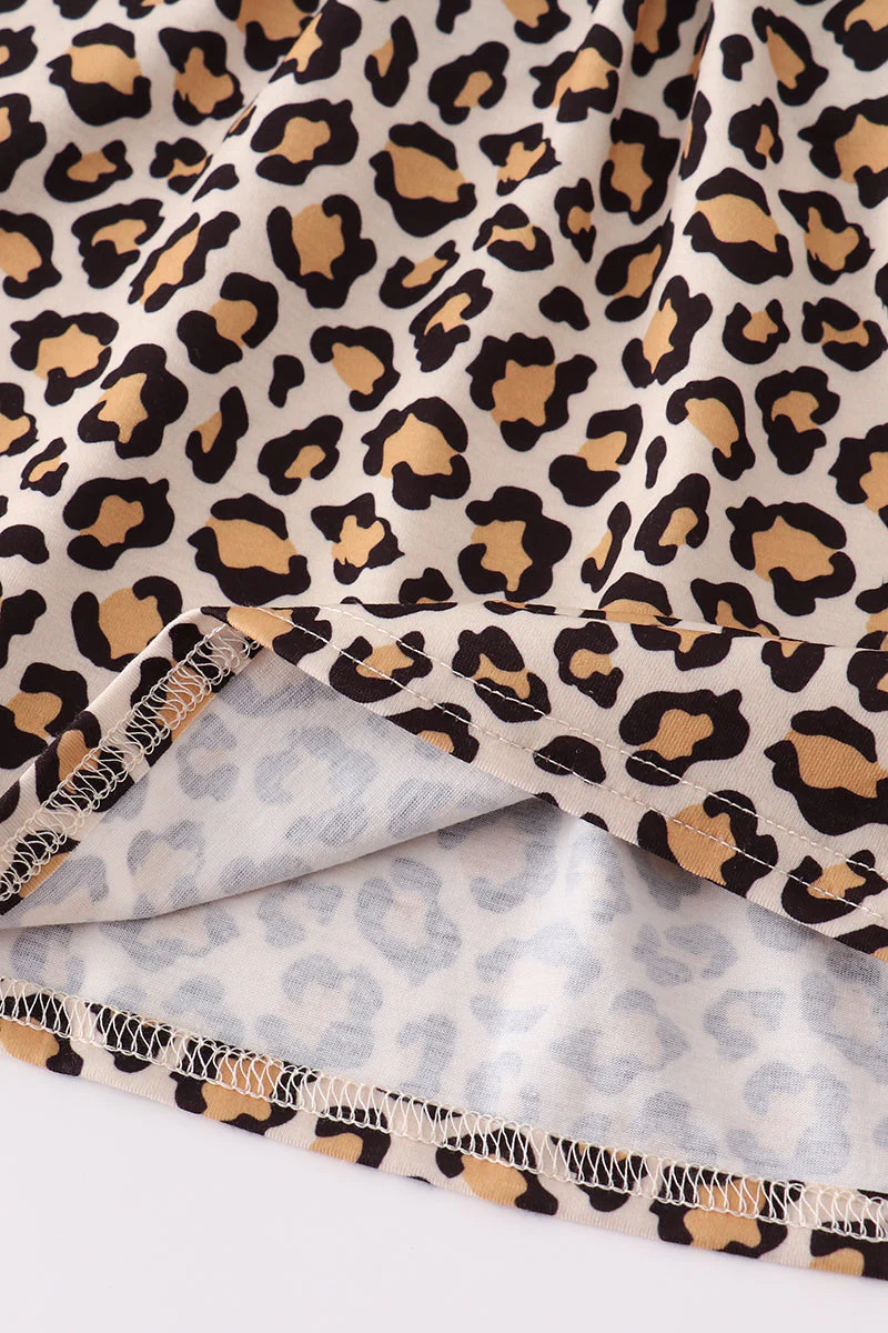 Forest tree applique leopard ruffle skorts set - Image 2