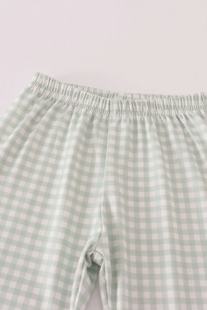 Fox embroidery gingham pants set - Image 4