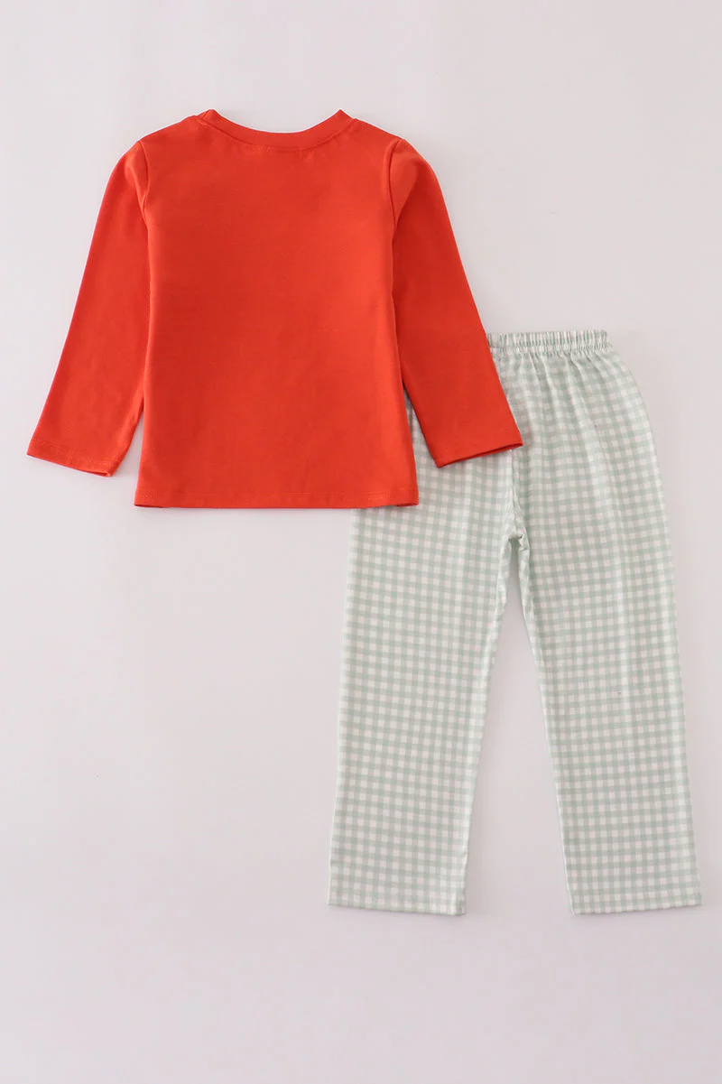 Fox embroidery gingham pants set - Image 5