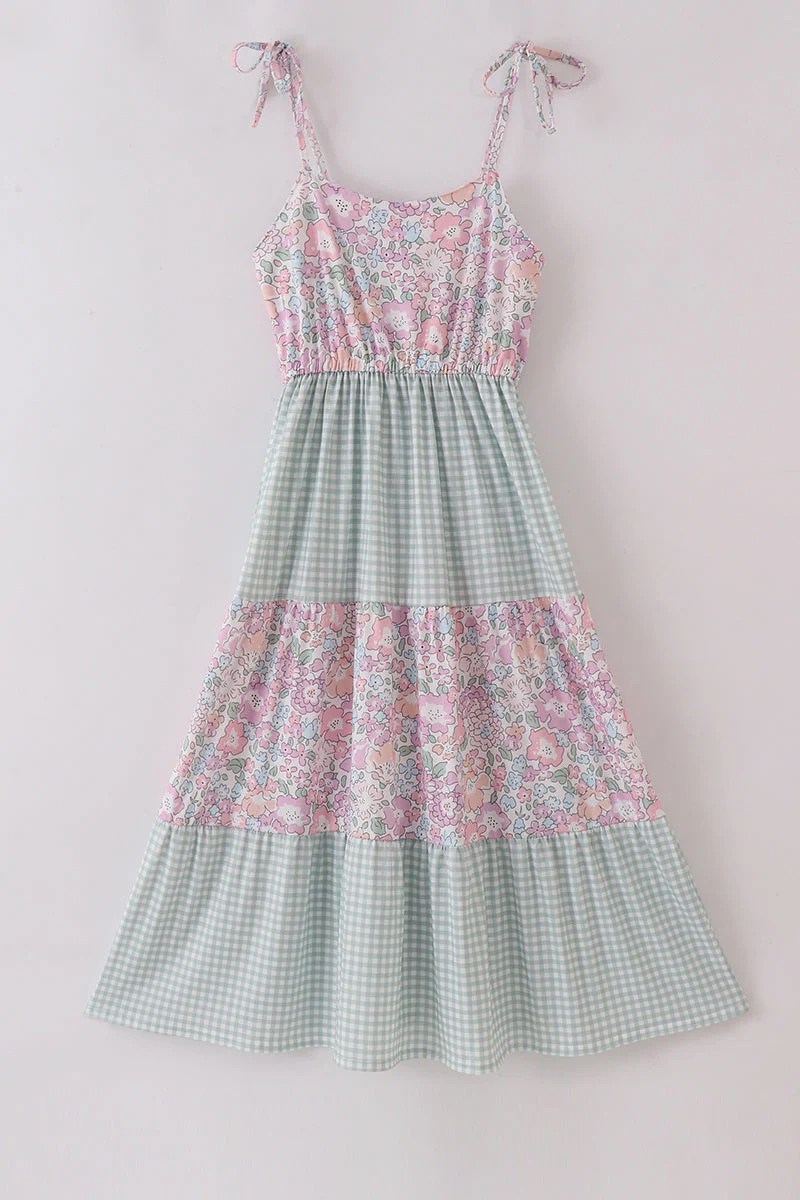 Garden gingham mom&me tiered dress - Image 2