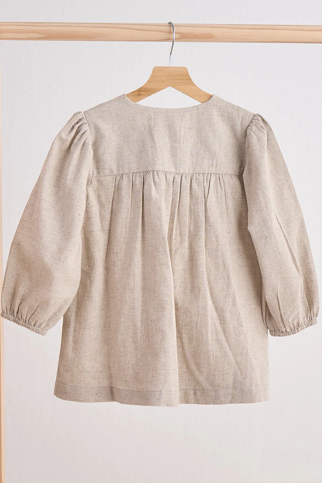 Gray floral embroidery linen girl dress - Image 3