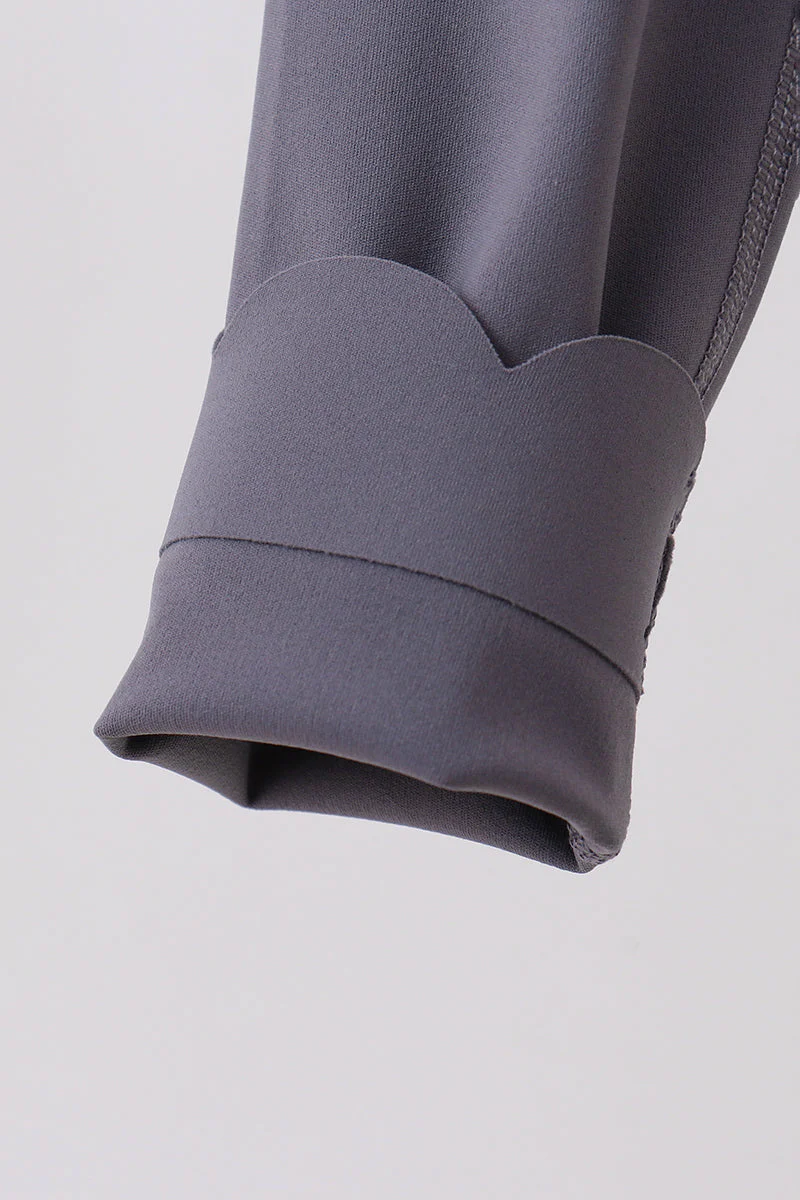 Gray Scalloped Yoga Active Leggings - Image 4