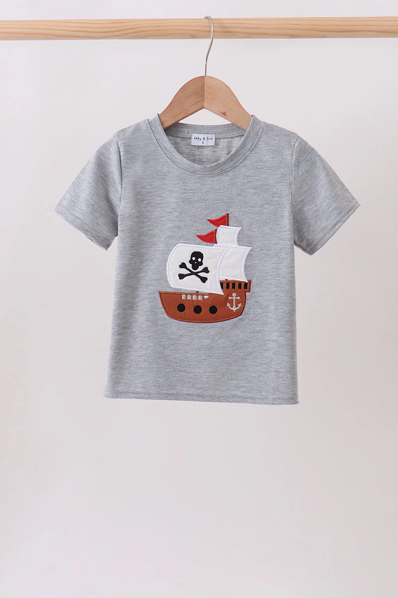 Gray Ship Applique Top