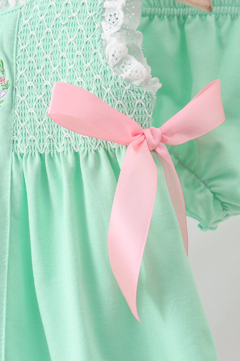 Green Butterfly Smocked Bloomer Set - Image 3