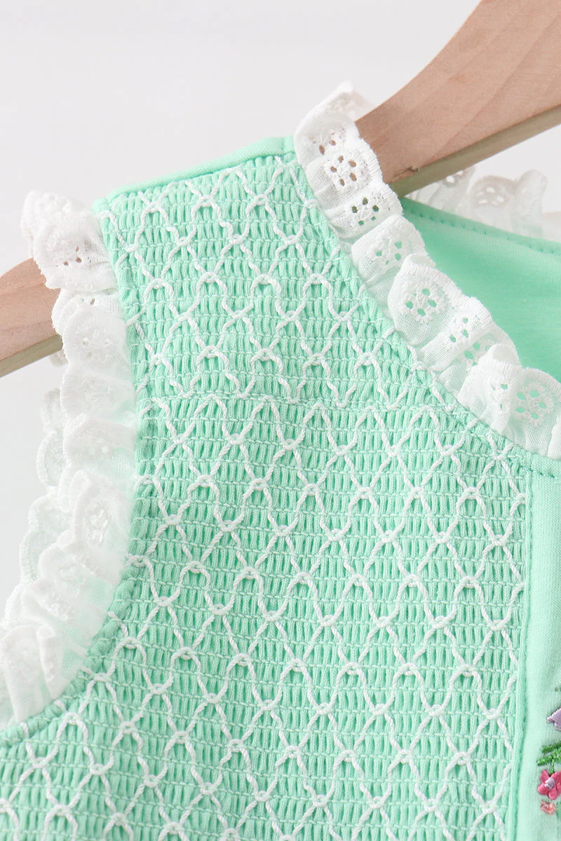 Green Butterfly Smocked Bloomer Set - Image 6