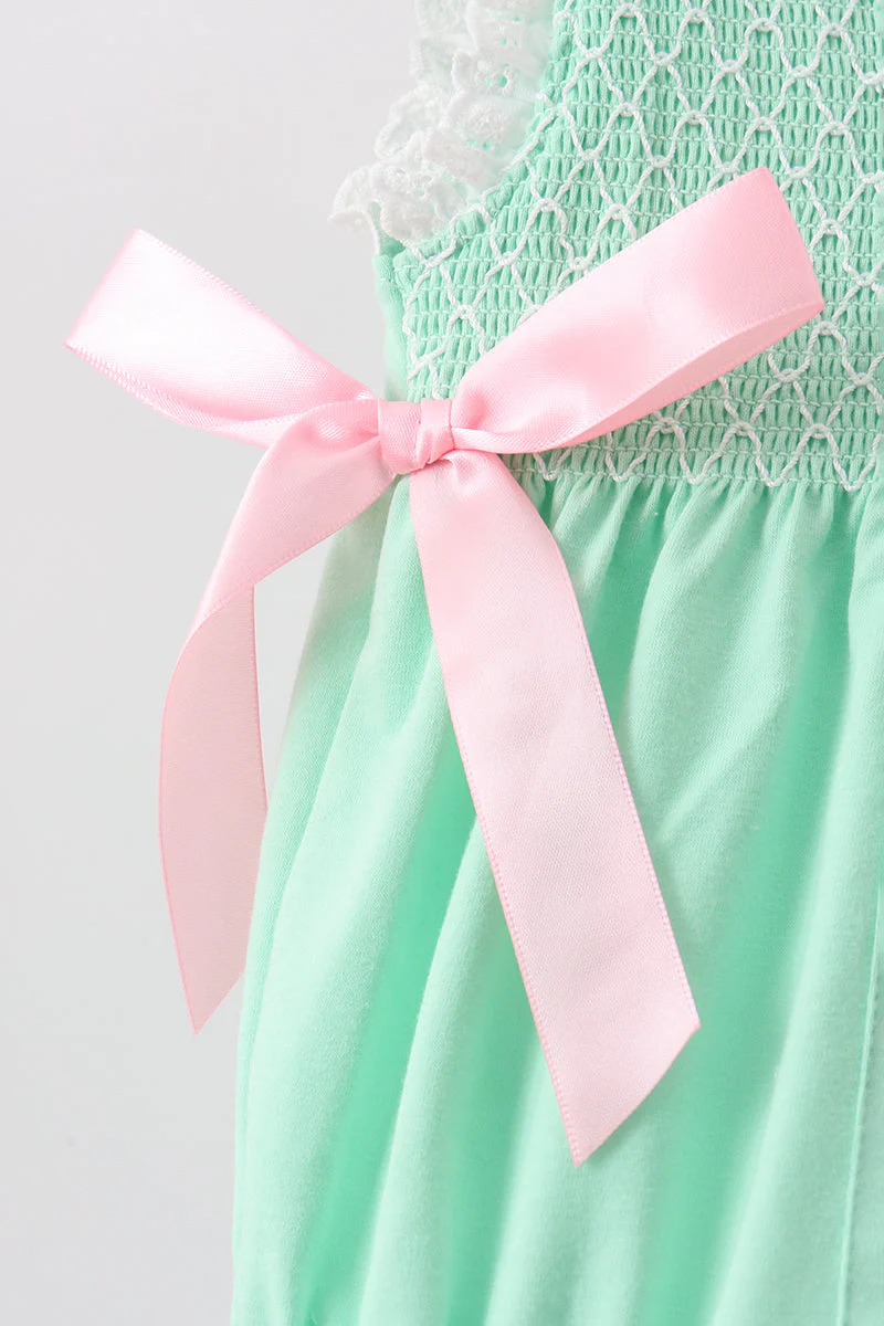 Green Butterfly Smocked Lace Bubble - Image 3