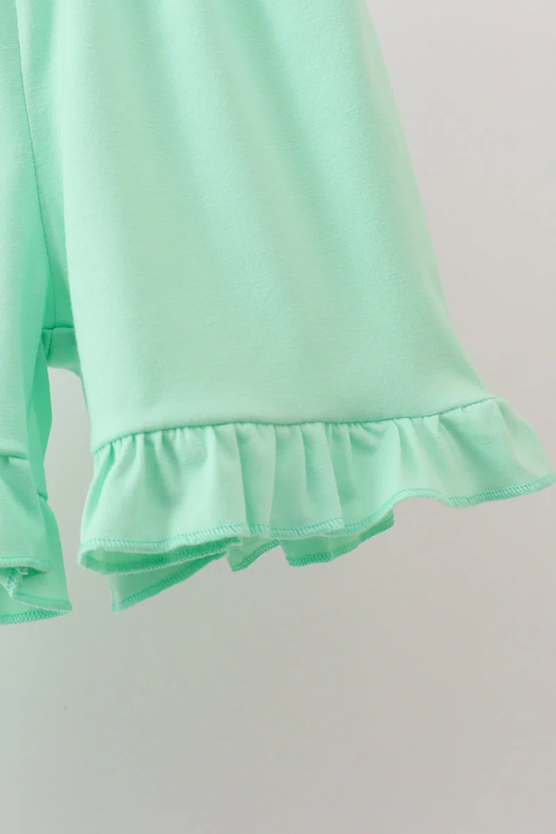 Green Butterfly Smocked Ruffle Shorts Set - Image 2