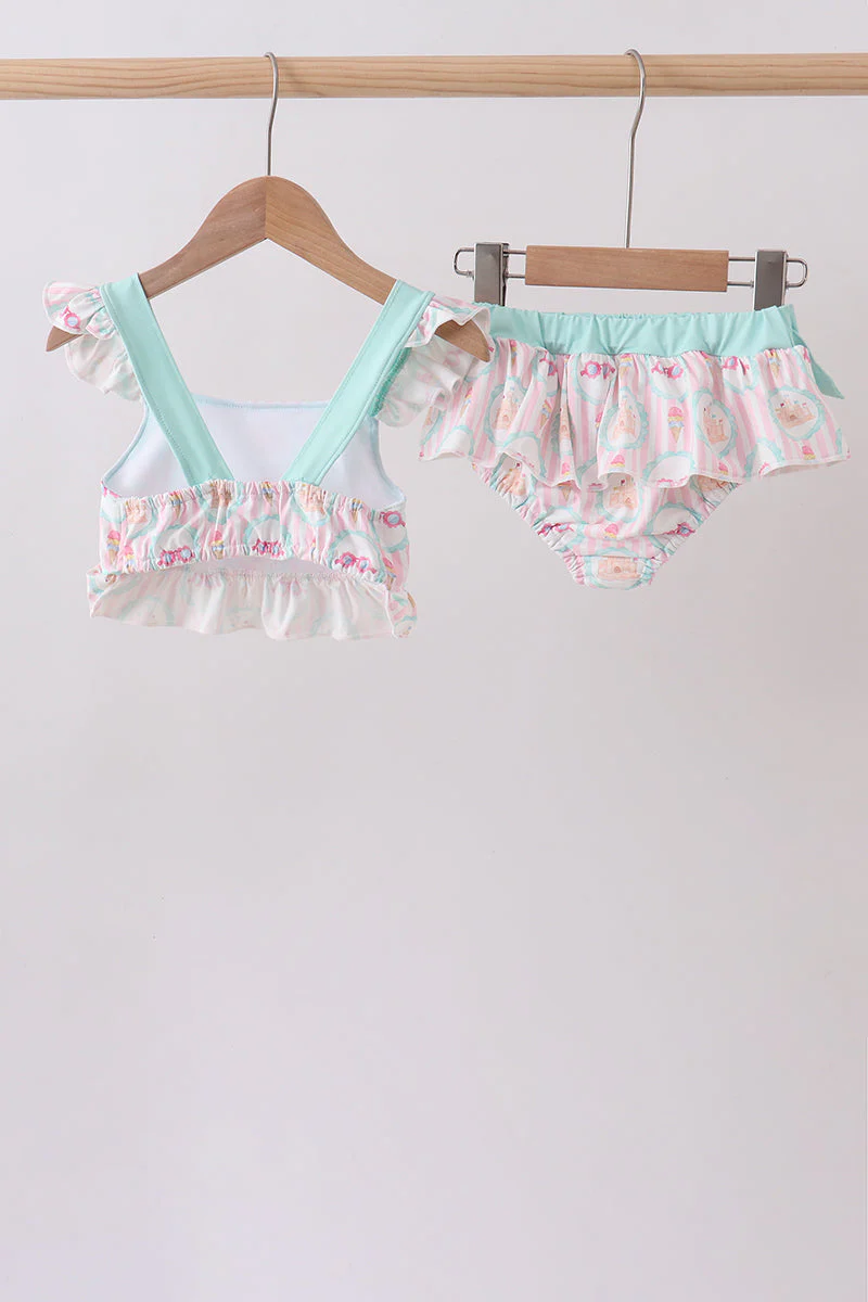 Green castle cream ruffle 2pc swimsuit - Image 5