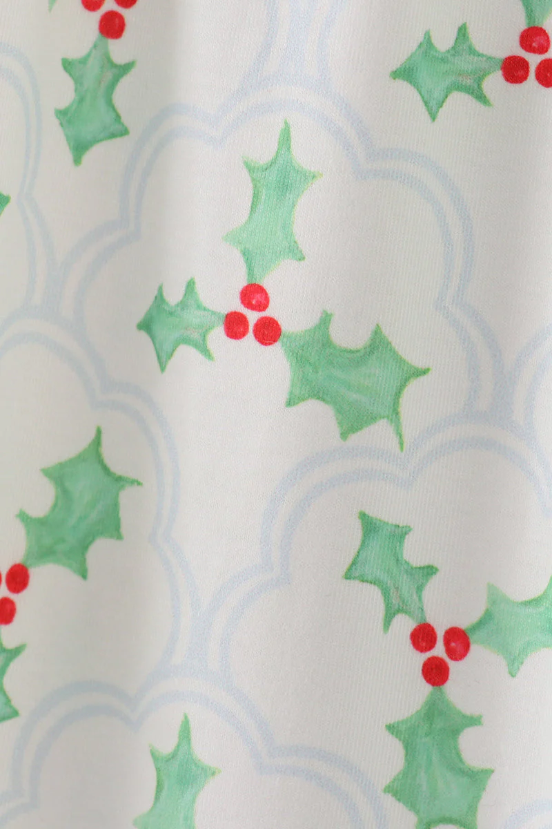 Green christmas holly print men pajamas pants - Image 3