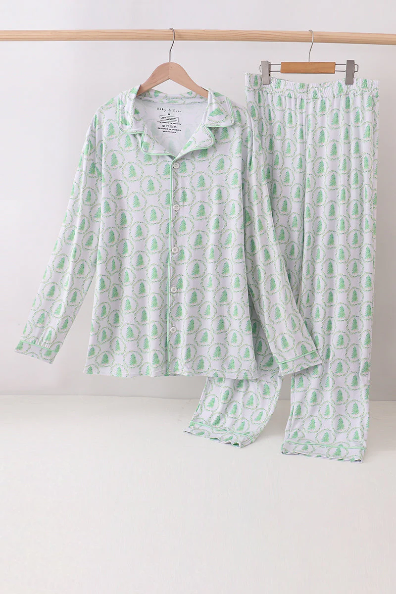 Green christmas tree bamboo dad pajama set