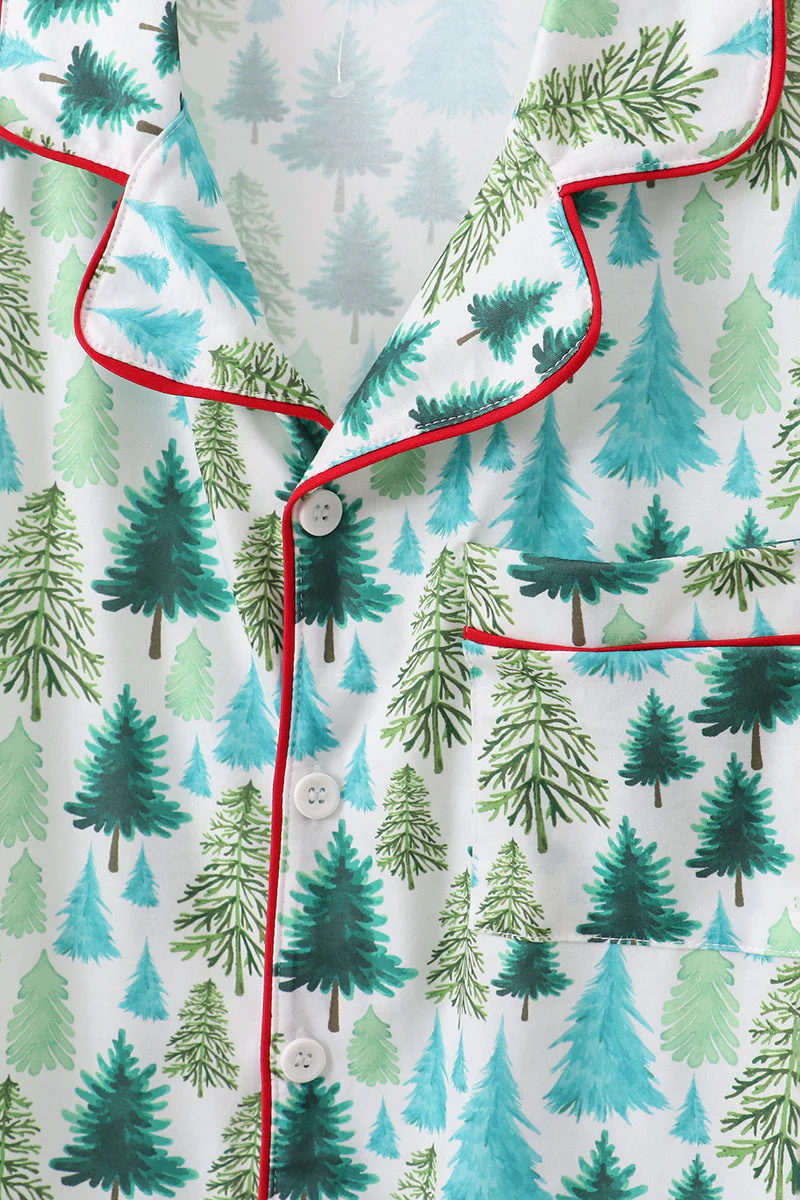 Green christmas tree print dad pajamas pants set - Image 4
