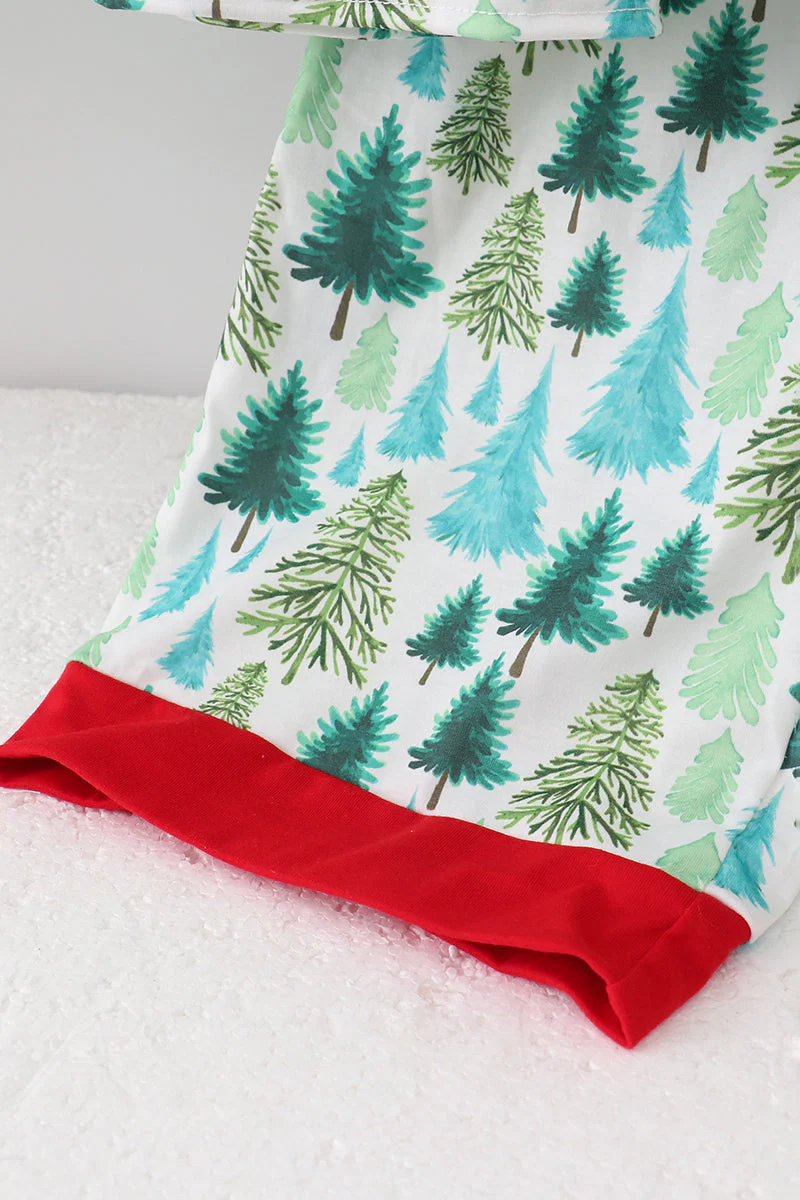 Green christmas tree print dad pajamas pants set - Image 5