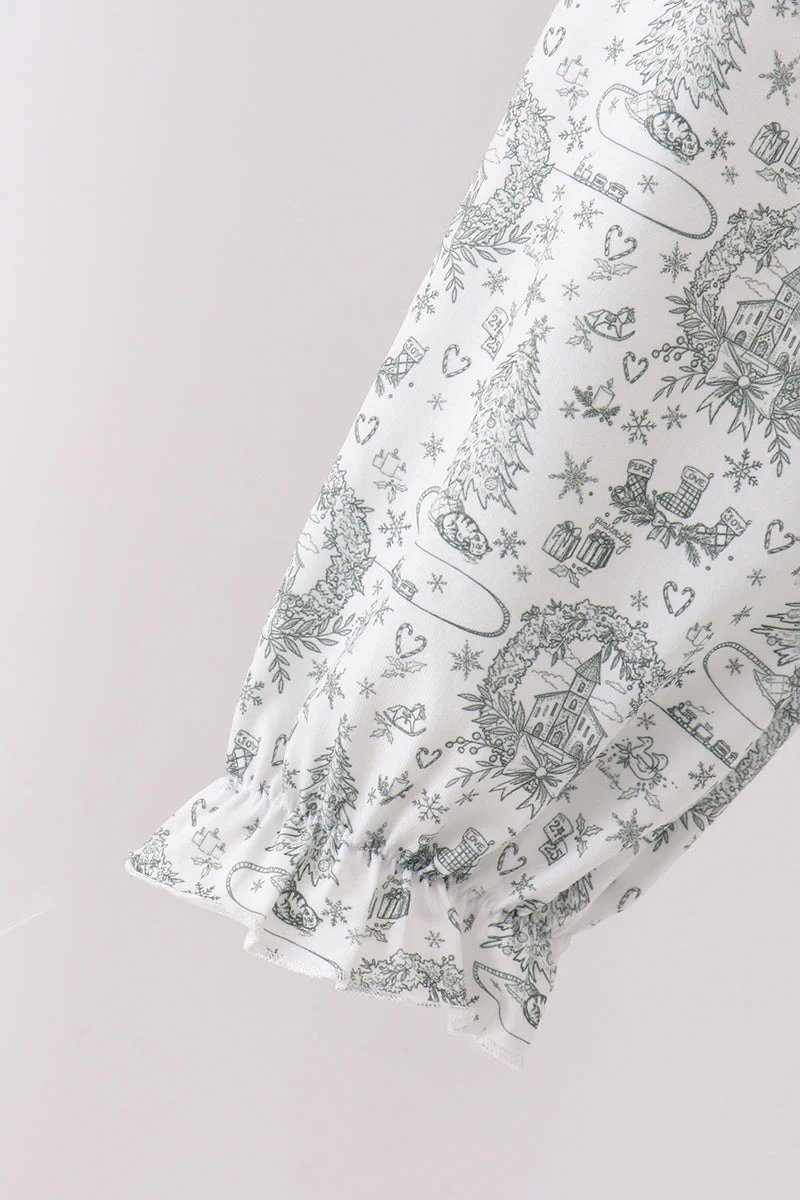 Green christmas tree print mom pajama - Image 4