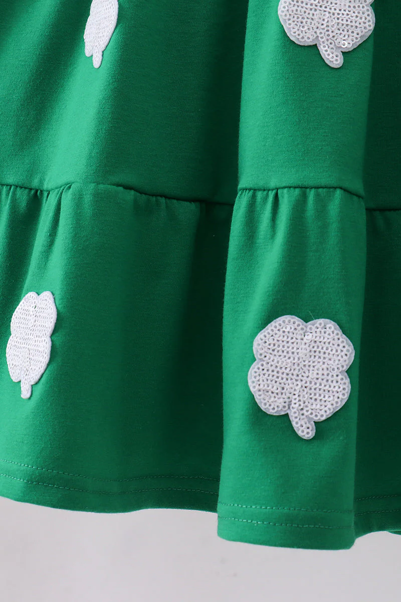 Green clover sequin ruffle tiered dress - Image 4