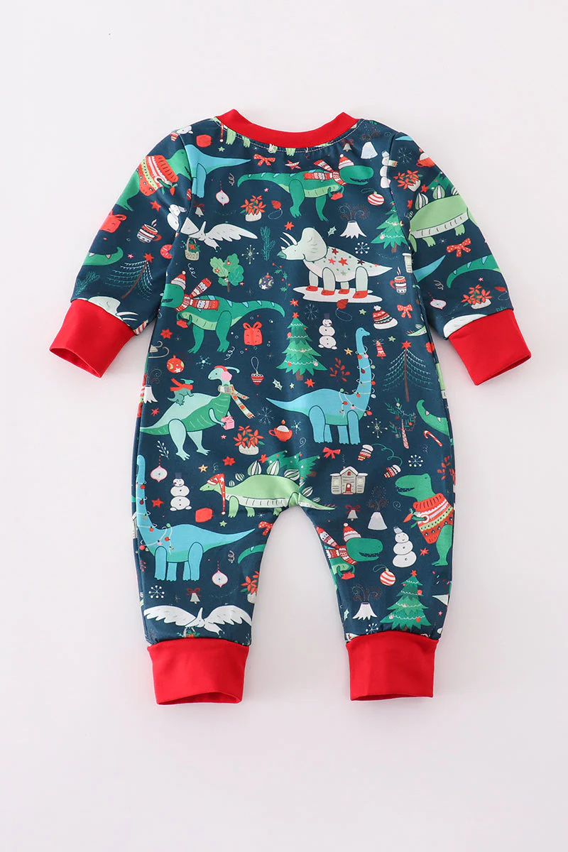 Green dinosaur print ruffle romper - Image 4