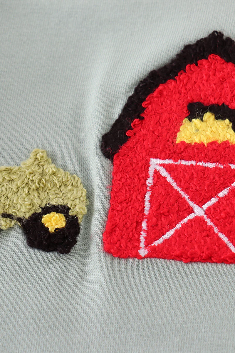 Green Farm French Knot Romper - Image 3
