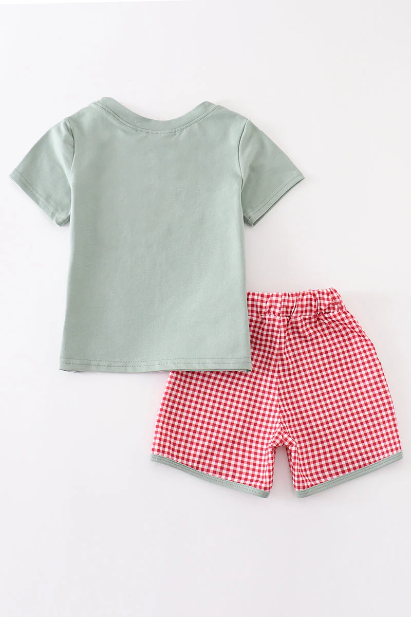 Green Farm French Knot Shorts Set - Image 5
