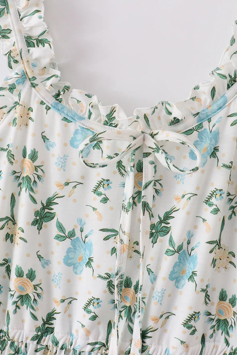 Green floral print mom dress - Image 2