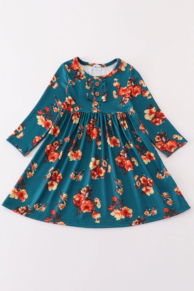 Green floral print mom&me dress - Image 6