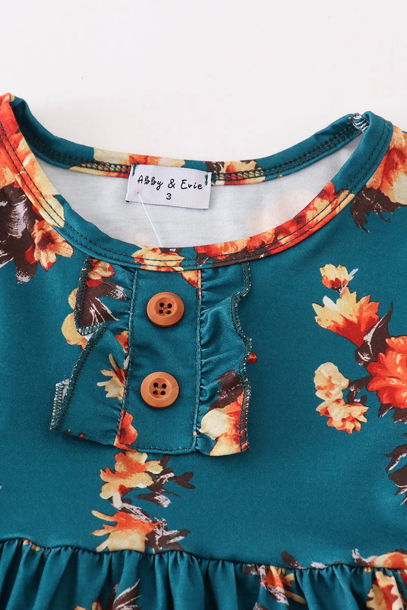 Green floral print mom&me dress - Image 7